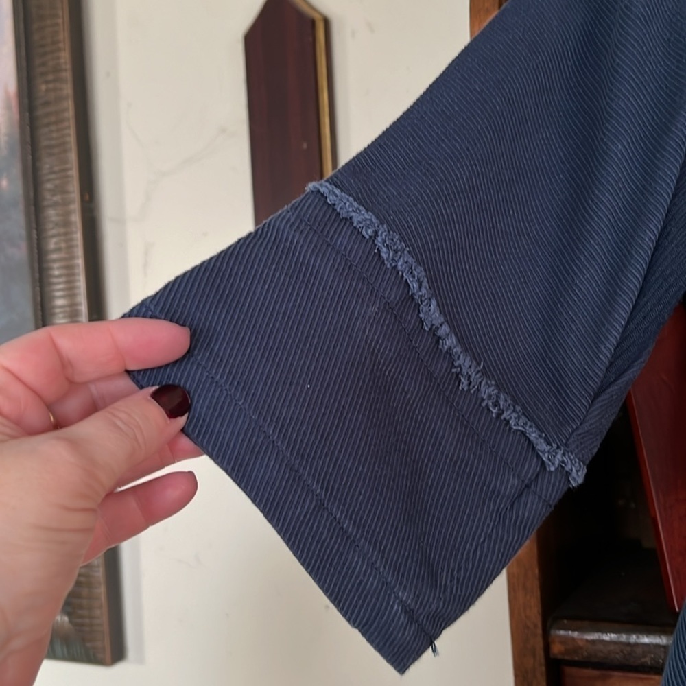 SIMPLY VERA by Vera Wang Navy Blue Thin Wale Corduroy Collarless Jkt, Small, GUC - Picture 6 of 12
